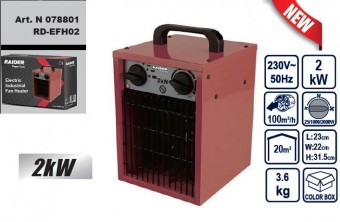 Aeroterma industriala patrata 2KW, Raider RD-EFH02