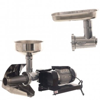 Agrieuro K601695 Storcator electric de rosii Pavi 5 Inox, Profesional, 375W, cuva din inox, nr 5, 100 Kg/h, accesoriu de tocat carne 