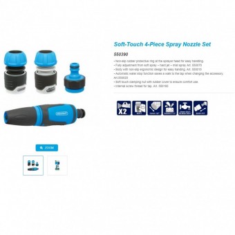 Aquacraft sk-256610 Set pistol de stropit cu accesorii Aquacraft 550390, Soft Touch, 4 piese