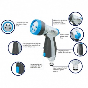 Aquacraft SK-256637 Pistol de gradina, Aquacraft Premium Multi-Jet Metal, structura metalica, 5 jeturi