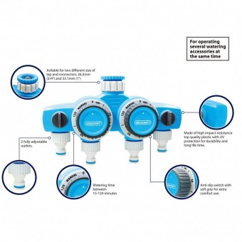 Aquacraft SK-256782 Distribuitor furtun cu 4 cai, Aquacraft 290030, 2 x timer mecanic 120 min