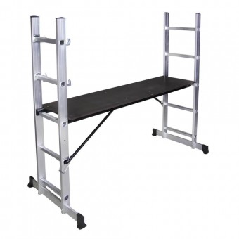 Bisonte STR0505 Schela cu scara dubla aluminiu STR0505, inaltime 1.4 m, lungime 1.6 m