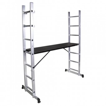 Bisonte STR0507 Schela cu scara dubla aluminiu STR0507, inaltime 1.96 m, lungime 1.6 m