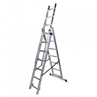 Bisonte STR307 Scara 3 tronsoane, Bisonte STR307, 1.98m, aluminiu, 7 trepte