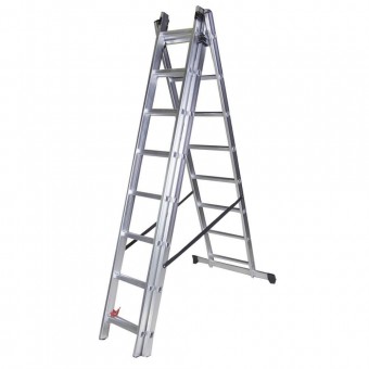 Bisonte STR308 Scara cu 3 tronsoane STR308, 8 trepte, 2.25m, Aluminiu