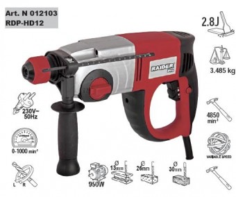 Ciocan rotopercutor 950W, Raider RDP-HD12