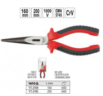 Cleste cu varf ascutit drept 200mm, Yato YT-2105