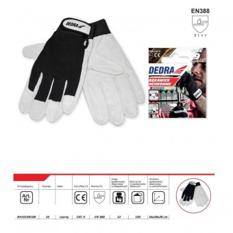 Dedra BH1010R10B MÄƒnuÈ™i de protecÈ›ie din piele de porc pe palme, Dedra negru, marimea 10