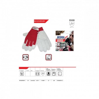 Dedra BH1010R10R MÄƒnuÈ™i de protecÈ›ie din piele de porc pe palme, Dedra Rosu, marimea 10