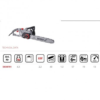 Dedra DED8702 Fierastrau electric cu lant Dedra DED8702, 2.2 kW, 400 mm