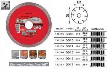 Disc diamantat continuu (ud) 125mm, Raider 162106