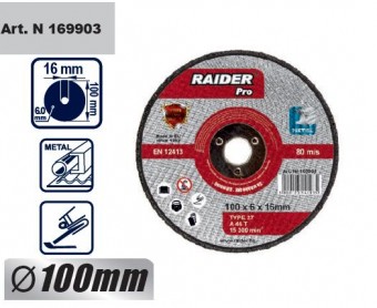 Disc pentru metal, scule pneumatice 100x6x16mm, Raider