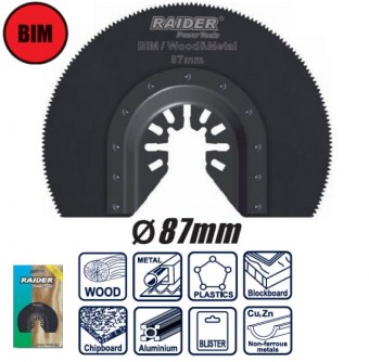 Disc segmentat de taiat lemn si metal unealta multifunctionala 87mm, Raider 