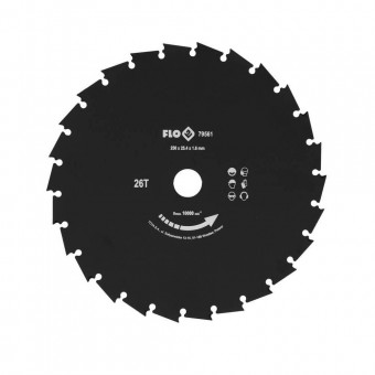 FLO 79561 Disc de taiere cu dinÈ›i tip dalta pentru motocoasa, 25.4 x 250 mm, 26 T, Flo