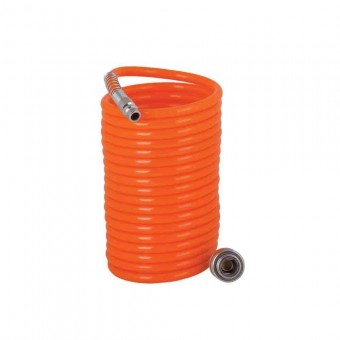 Furtun spiralat aer comprimat, Raider 110703, cuplaj rapid 1/4, 15m, d10x14mm