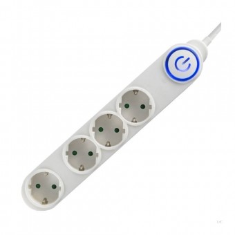 Home NV 04TK-5/W Prelungitor cu 4 locasuri, Home NV 04TK-5/W, alb, lungime 5 m, comutator de picior