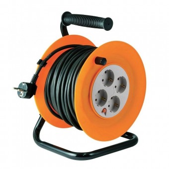 Home so-HJR 4-50 Tambur cablu, talpa metalica, Home HJR 4-50, 4 prize cu împământare, 50 m, 3x1 mmp, IP20