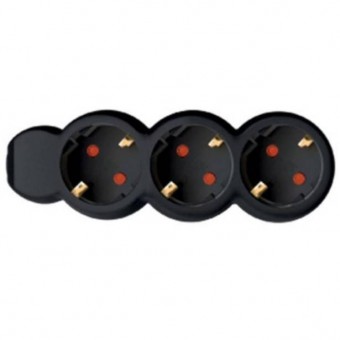 Home SO-NV 3-3/B Prelungitor cu 3 locasuri, NV 3-3/B, lungime 3 m, negru, cu impamantare