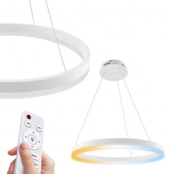 Horoz 019-083-0053 Lampa suspendata LED 53W 3CCT 3710 lm, rotunda, alba, dimabila, telecomanda