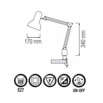 Horoz 048-013-0060/ Lampa pentru birou, articulata Rana HL074, negru, E27, max. 60 W