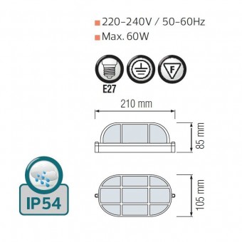 Horoz 070-002-0060BLACK Aplica Toros Black, max.60W, Negru, corp aluminiu