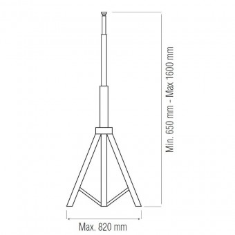Horoz 107-001-0001 Trepied reglabil pentru lampa sau proiector, Horoz Tripod, simplu, max. 1.6m