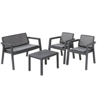 Keter SK-802363/ Set canapea, scaune si masuta pentru terasa Keter Robert, culoare gri graphite, inclusiv perne sezut