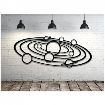 Krodesign KRO-1030 Decoratiune perete Krodesign Planets, diametru 80 cm, negru