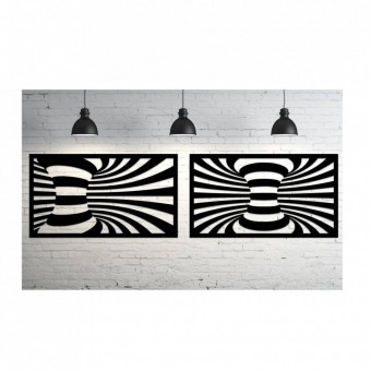 Krodesign KRO-1031 Set 2 decoratiuni perete Krodesign Spiral, negru, 25 x 45 x 1.5 cm