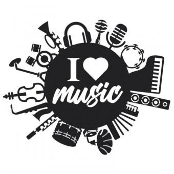 Krodesign KRO-1117/ Decoratiune metalica de perete Krodesign I Love Music KRO-1117, lungime 60 cm, negru, grosime 1.5 mm