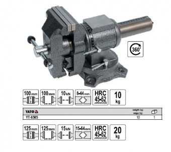 Menghina rotativa cu prindere pentru tevi YATO 100mm, YT-6505
