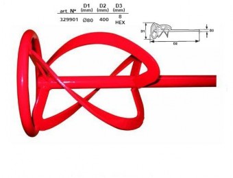 Mixer vopsea 80x400mm-hex 8mm, Raider