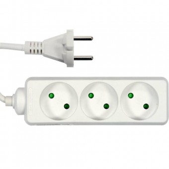 OEM 72484 Prelungitor fara impamantare, 3 locasuri, lungime 1.5 m, Alb, 1 mmp, 10A