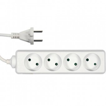 OEM 72490 Prelungitor fara impamantare, 4 locasuri, lungime 3 m, Alb, 1 mmp, 10A