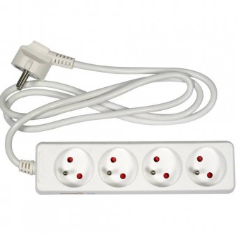 OEM 72501 Prelungitor cu impamantare, 4 locasuri, lungime 1.5 m, Alb, 1.5 mmp, 10A