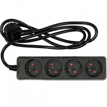 OEM 72620 Prelungitor cu impamantare, 4 locasuri, lungime 1.5 m, Negru, 1 mmp, 16A