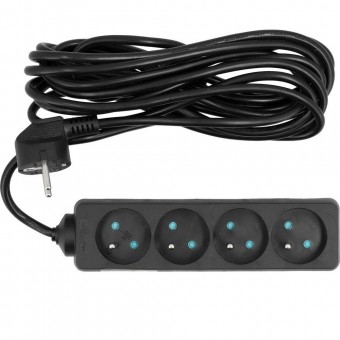 OEM 72622 Prelungitor cu impamantare, 4 locasuri, lungime 5 m, Negru, 1 mmp, 10A