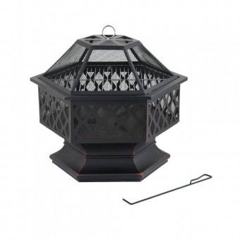 OEM 99703 Gratar si vatra 2 in 1, capac, 70 x 60 x 63 cm, culoare negru vintage