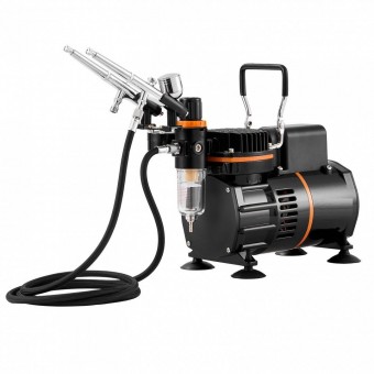 OEM JCBTZ2GOGWQG66CG6V2 Kit aerograf multifunctional, 3 pistoale, duze 0.2, 0.3, 0.8 mm, 23-25 l/min, 3.5 Bar, 47 dB, 120 W