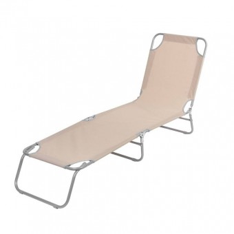 OEM sk-802584 Sezlong pliabil, Metal, Bej, 188 x 55 x 27 cm, max 120 Kg
