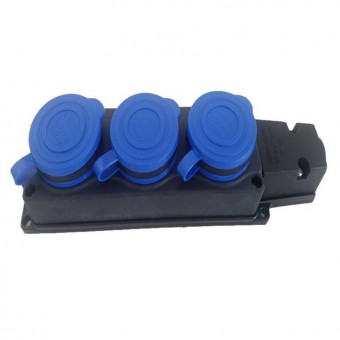 Orel OR-2106 Prelungitor cauciucat pentru exterior, Orel 3 locasuri, Schuko, IP44, 16A, fara cablu, negru