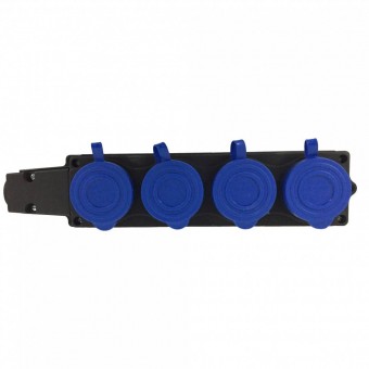 Orel OR-2107 Prelungitor cauciucat pentru exterior, Orel 4 locasuri, Schuko, IP44, 16A, fara cablu, negru