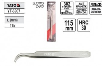 Penseta otel cu varf curbat, 115 mm, YATO YT-6907