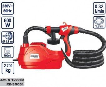 Pistol de vopsit cu compresor 600W, Raider RD-SGC01 