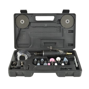 Polizor drept pneumatic Geko G03142, disc 75 mm, accesorii si valiza transport