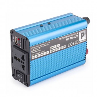 Powermat PM1058 Invertor cu unda sinusoidala modificata 12V, 230V, 300/600 W, port USB