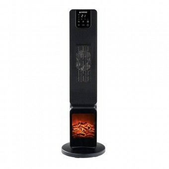 Powermat PM1251 Radiator turn, 2 trepte de putere 1000/2500 W, Telecomanda, Oscilatie, Afisaj LCD, Negru