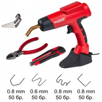 Raider 076208 Aparat de lipit plastic cu capse 120W, 700Â°C, in trusa set