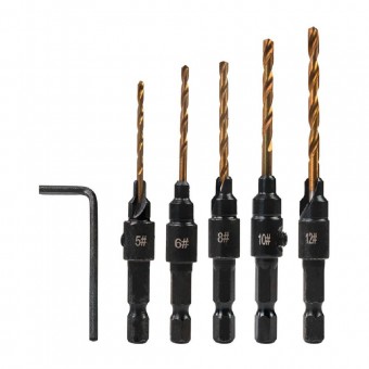 Raider 157116 Set 5 burghie pentru lemn cu prindere hexagonala 1/4