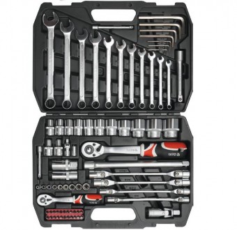 Trusa chei tubulare cu antrenor si inbusi 77BUC,1/2, YATO YT-3878